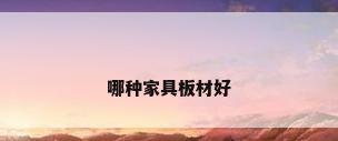 哪种家具板材好