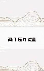 阀门 压力 流量