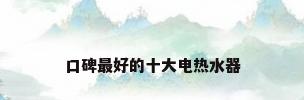 口碑最好的十大电热水器