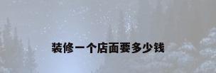 装修一个店面要多少钱