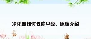 净化器如何去除甲醛、原理介绍