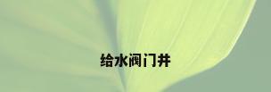 给水阀门井