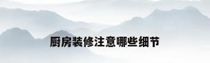 厨房装修注意哪些细节