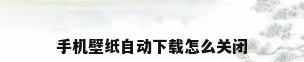 手机壁纸自动下载怎么关闭