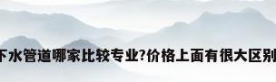 通下水管道哪家比较专业?价格上面有很大区别吗?