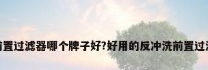 反冲洗前置过滤器哪个牌子好?好用的反冲洗前置过滤器推荐
