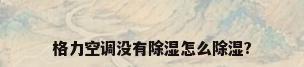 格力空调没有除湿怎么除湿?