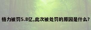 格力被罚5.8亿,此次被处罚的原因是什么?