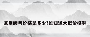 家用暖气价格是多少?谁知道大概价格啊