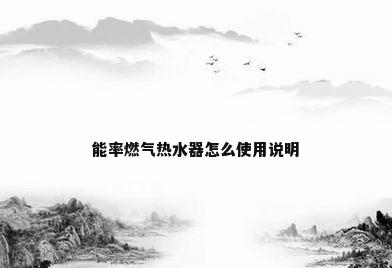 能率燃气热水器怎么使用说明