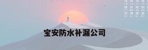 宝安防水补漏公司