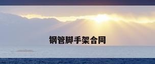 钢管脚手架合同
