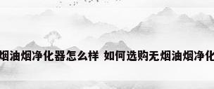 无烟油烟净化器怎么样 如何选购无烟油烟净化器