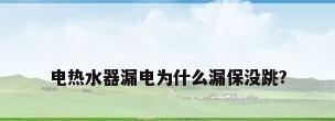 电热水器漏电为什么漏保没跳?