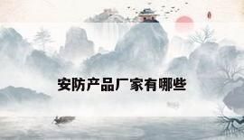 安防产品厂家有哪些