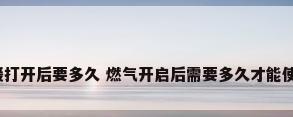 燃气水暖打开后要多久 燃气开启后需要多久才能使用水暖?
