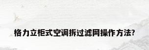 格力立柜式空调拆过滤网操作方法?