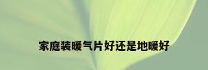 家庭装暖气片好还是地暖好
