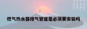 燃气热水器排气管道是必须要安装吗