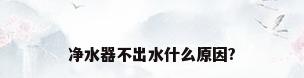 净水器不出水什么原因?