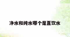 净水和纯水哪个是直饮水