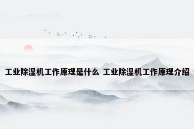 工业除湿机工作原理是什么 工业除湿机工作原理介绍