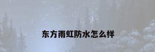 东方雨虹防水怎么样