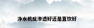 净水机反渗透好还是直饮好