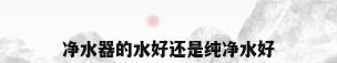 净水器的水好还是纯净水好
