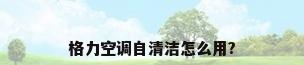 格力空调自清洁怎么用?