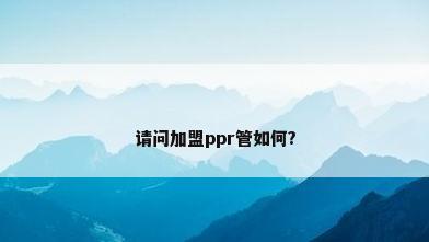请问加盟ppr管如何?