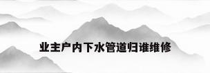 业主户内下水管道归谁维修