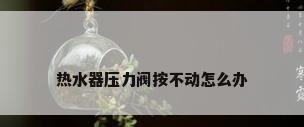 热水器压力阀按不动怎么办