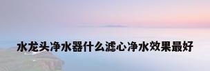 水龙头净水器什么滤心净水效果最好