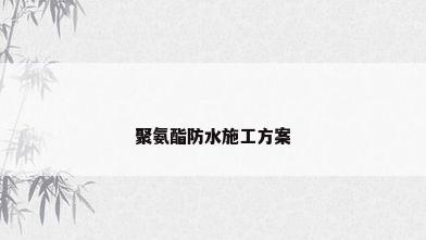 聚氨酯防水施工方案