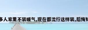 越来越多人家里不装暖气,现在都流行这样装,后悔知道晚了
