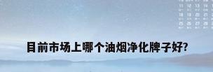 目前市场上哪个油烟净化牌子好?