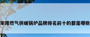 家用燃气供暖锅炉品牌排名前十的都是哪些