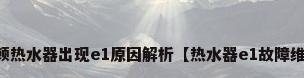 阿里斯顿热水器出现e1原因解析【热水器e1故障维修参考】