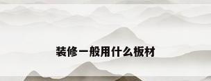 装修一般用什么板材