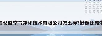 上海杉盛空气净化技术有限公司怎么样?好像比较专业