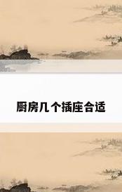 厨房几个插座合适