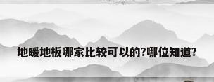 地暖地板哪家比较可以的?哪位知道?