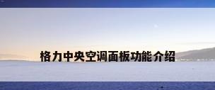 格力中央空调面板功能介绍