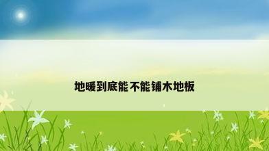 地暖到底能不能铺木地板