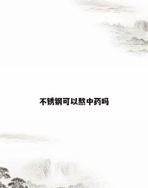 不锈钢可以熬中药吗