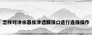 怎样对净水器反渗透膜接口进行连接操作