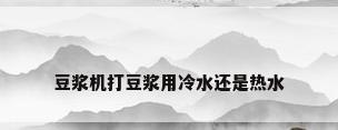 豆浆机打豆浆用冷水还是热水